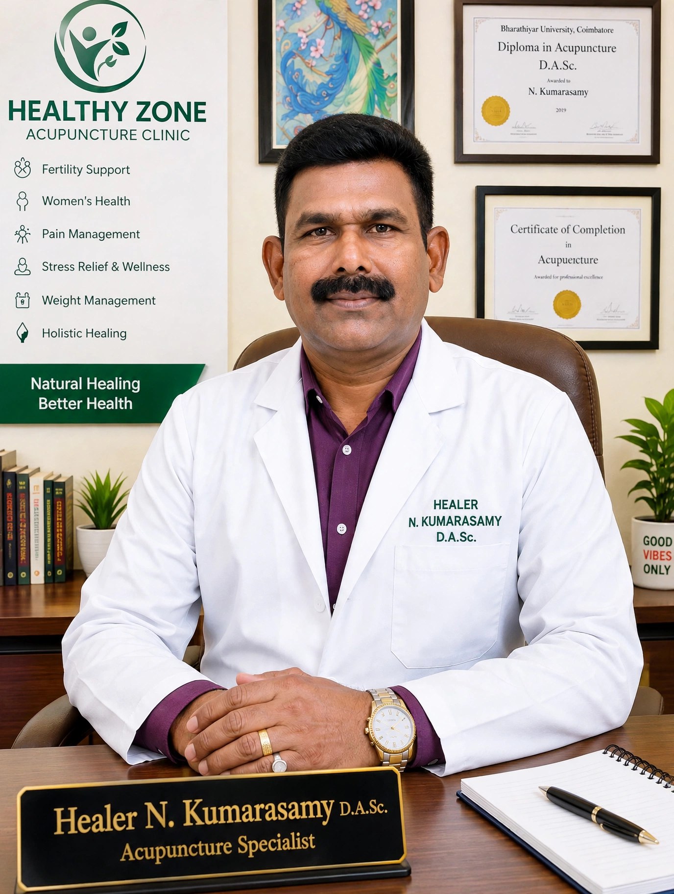 Healer N Kumarasamy acupuncture practitioner Chennai fertility clinic